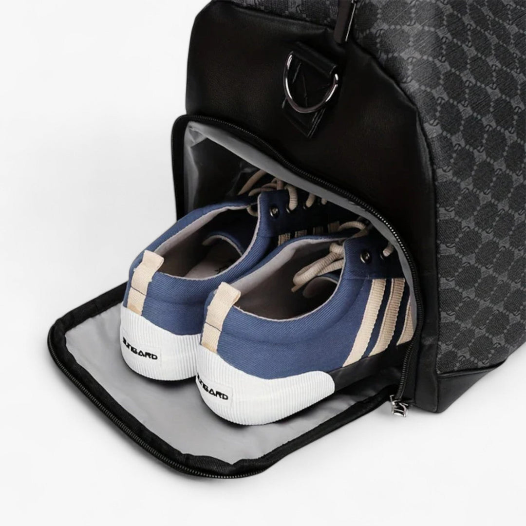 Prepara il tuo viaggio con questo borsone unisex multiscomparto. Organizzazione perfetta e motivo foglie elegante.