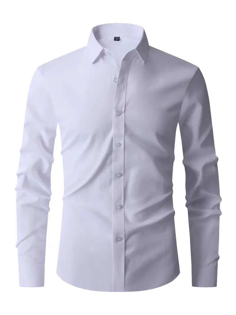 Camicia uomo a maniche lunghe semi-formale. Perfetta per outfit ufficio o casual, stile versatile per primavera/estate.