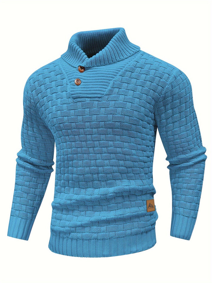 Maglione uomo per l'inverno, raffinato e casual, con unico collo a sciarpa.
