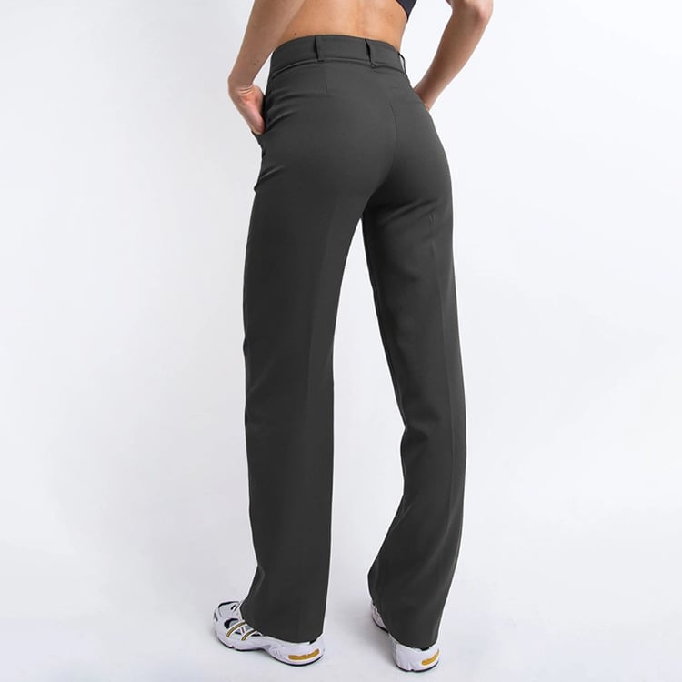 Pantaloni a vita alta donna, gamba dritta. Opzione versatile e classica per l'abbigliamento da ufficio.