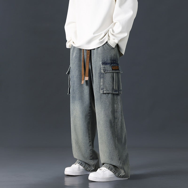 Pantaloni denim uomo neri con sfumatura e vestibilità ampia, un must per lo stile casual maschile.