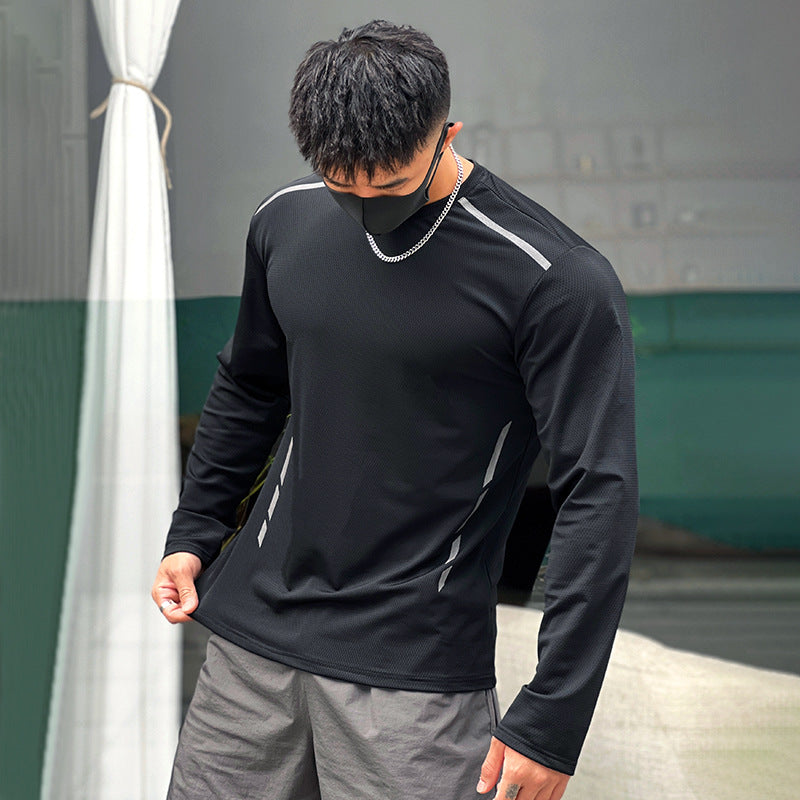 Maglia uomo casual girocollo manica lunga, stampa artistica moderna. Perfetta per primavera/autunno.