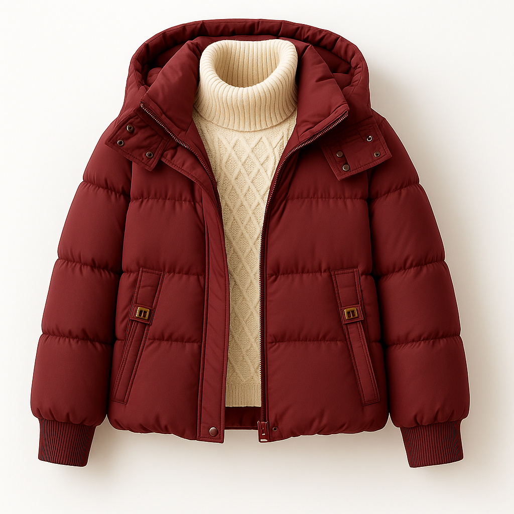Giacca piumino donna trapuntata, capospalla elegante e casual con bottoni.