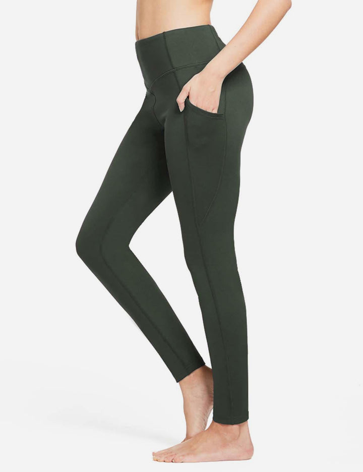 Leggings sportivi invernali donna, vita alta, termici, con tasche, massima performance.