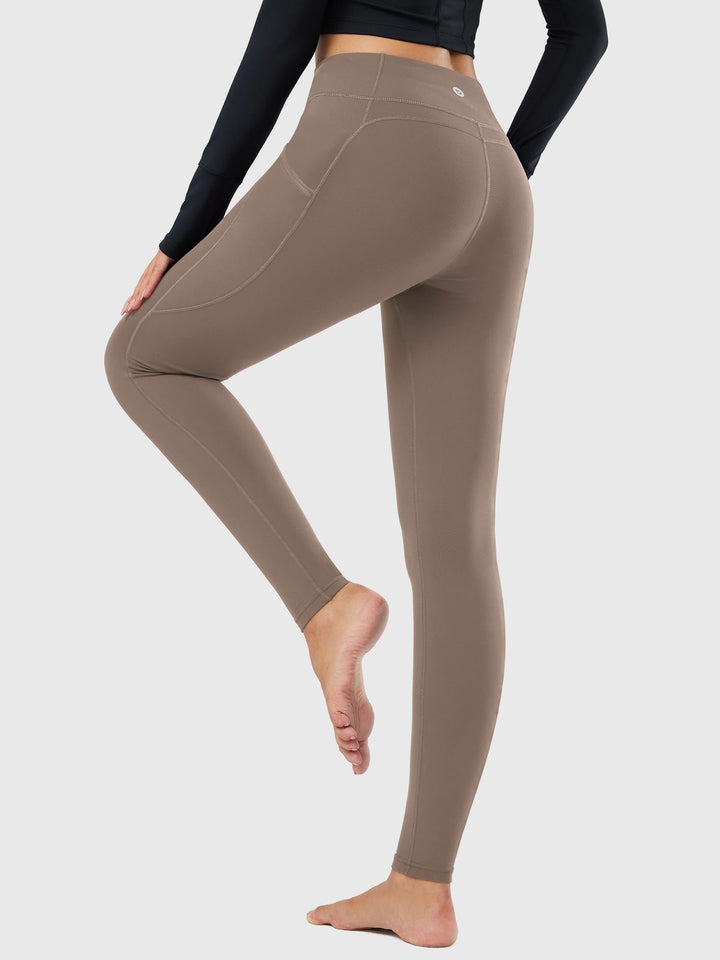 Leggings termici donna per yoga, vita alta, tasche, elasticizzati per ogni posizione.