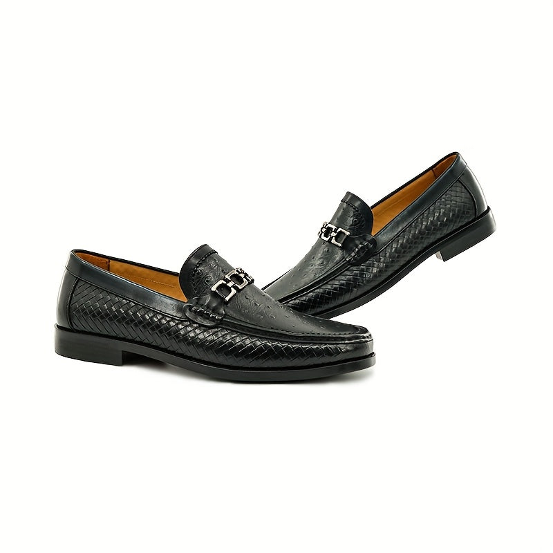 Mocassini uomo coffee brown in pelle intrecciata, vista laterale. Stile sofisticato e comfort duraturo.
