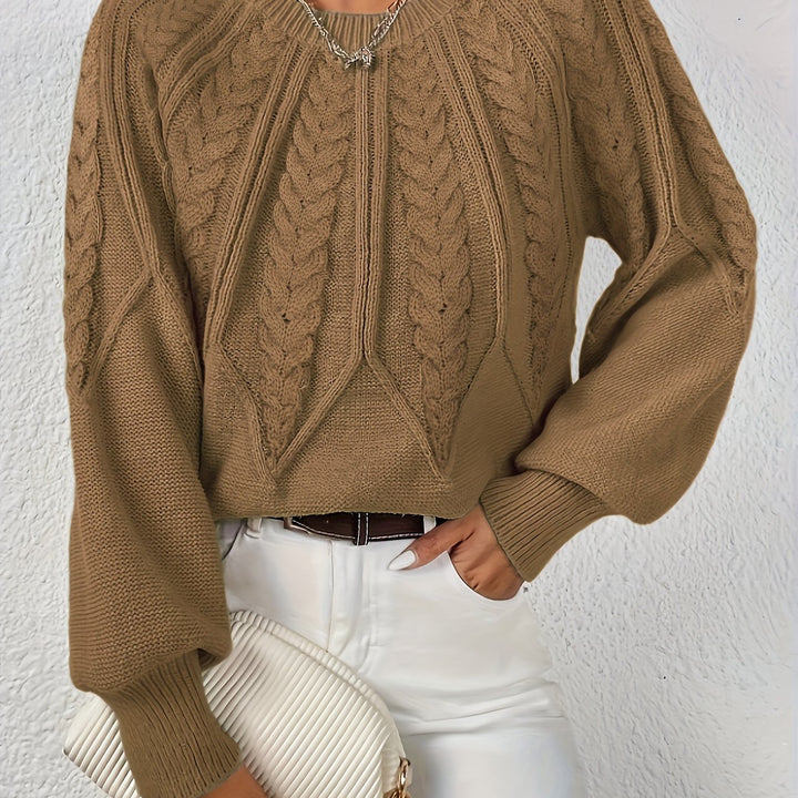 Maglione donna, trecce, maniche a palloncino. Eleganza e calore per la stagione fredda.