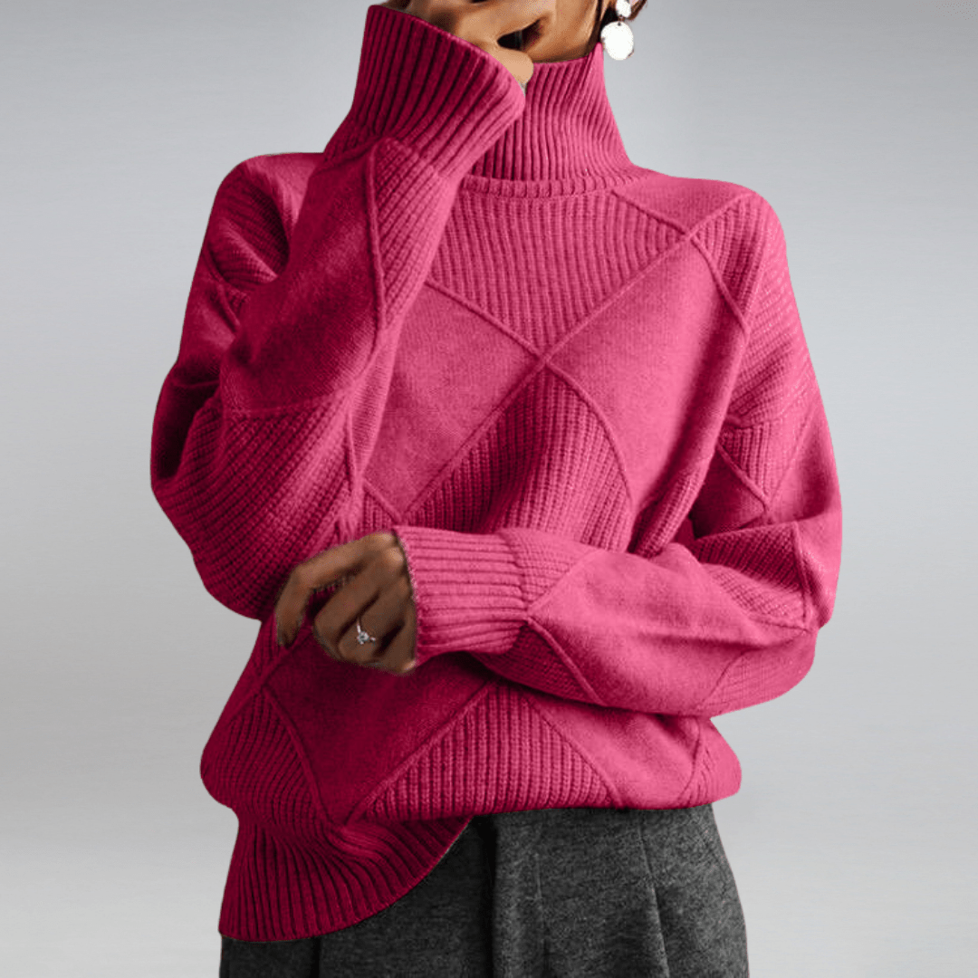Maglione dolcevita da donna, morbido e confortevole, ideale per un look chic quotidiano durante i mesi freddi.