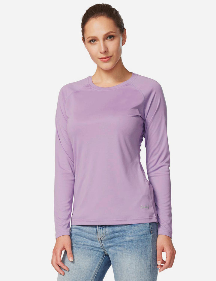 Blusa sportiva donna maniche lunghe, leggera anti-UV. Traspirante per escursioni e viaggi.