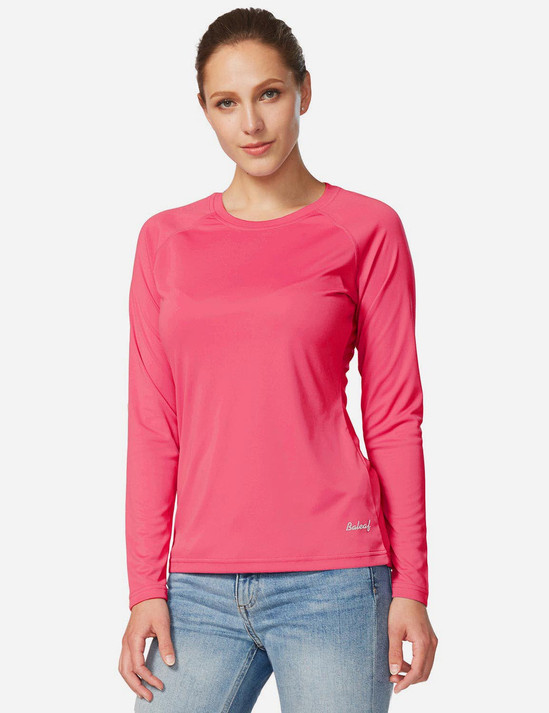 Maglia protettiva donna UV, per attività all'aperto. Maniche lunghe, girocollo, comfort estivo.