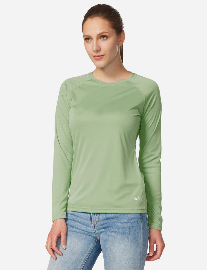 Maglia sportiva donna protezione solare, comfort per viaggio. Maniche lunghe e girocollo UV.