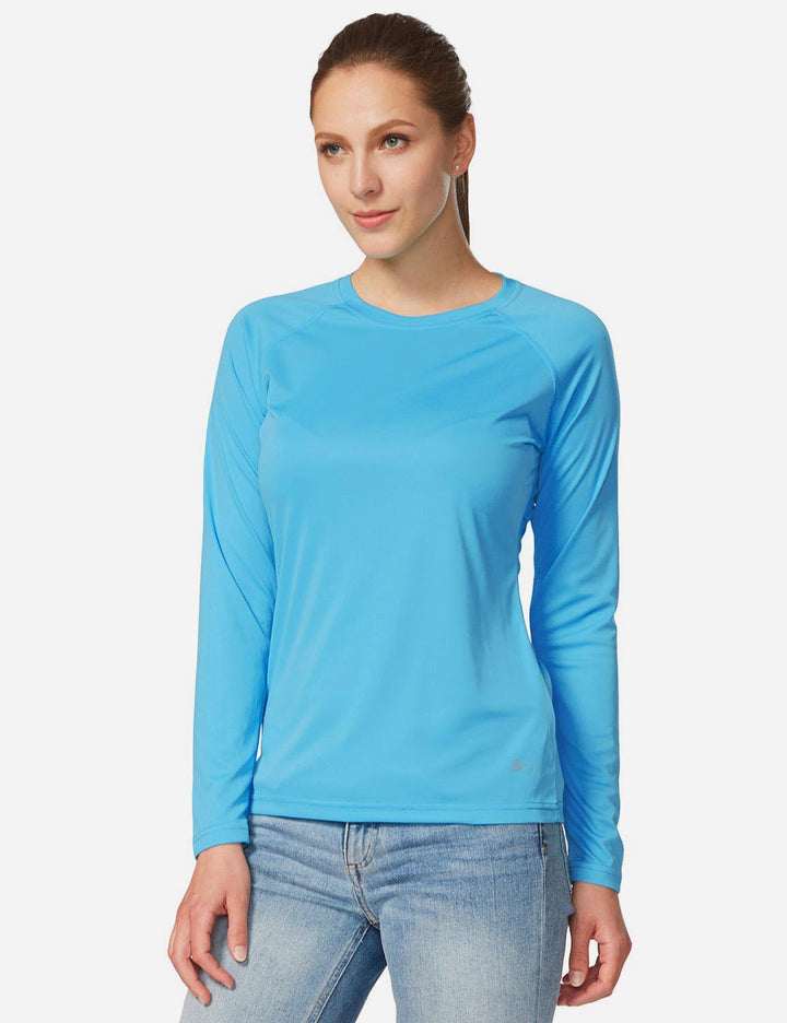 Maglia donna maniche lunghe UV, per escursioni. Protezione solare affidabile, tessuto traspirante.