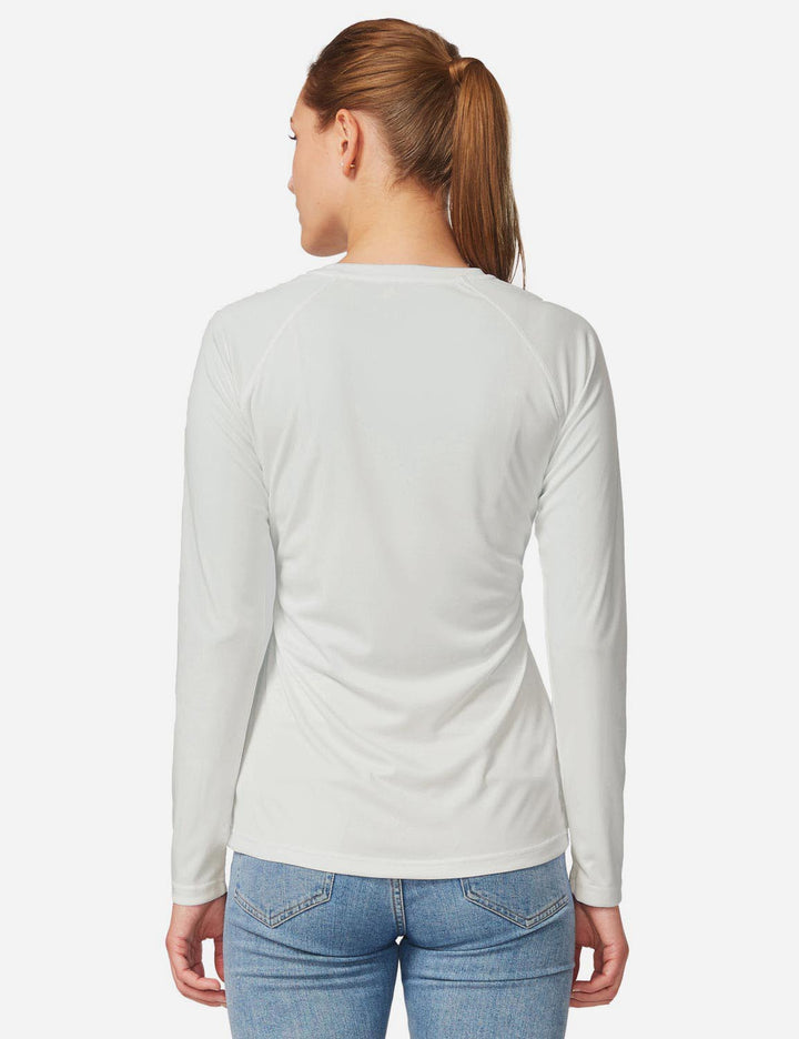 Maglia protettiva solare donna, perfetta per sport. Maniche lunghe e girocollo, massima protezione UV.