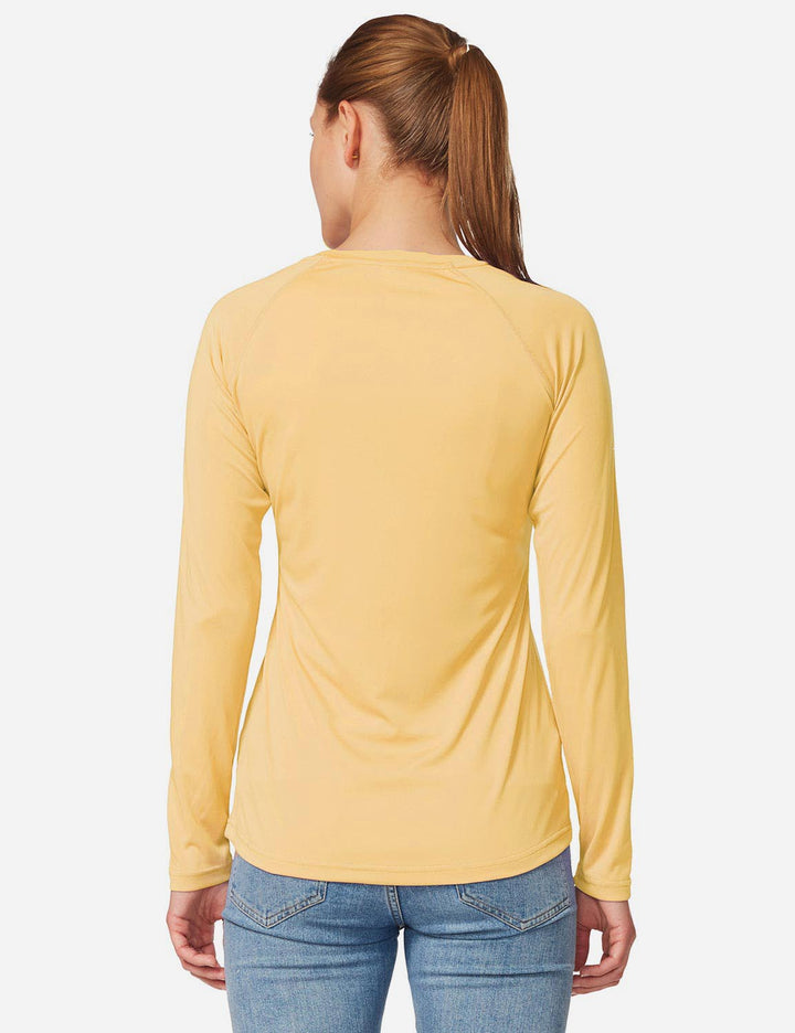 Blusa sportiva donna maniche lunghe, leggera e traspirante. Protezione UV per attività outdoor.