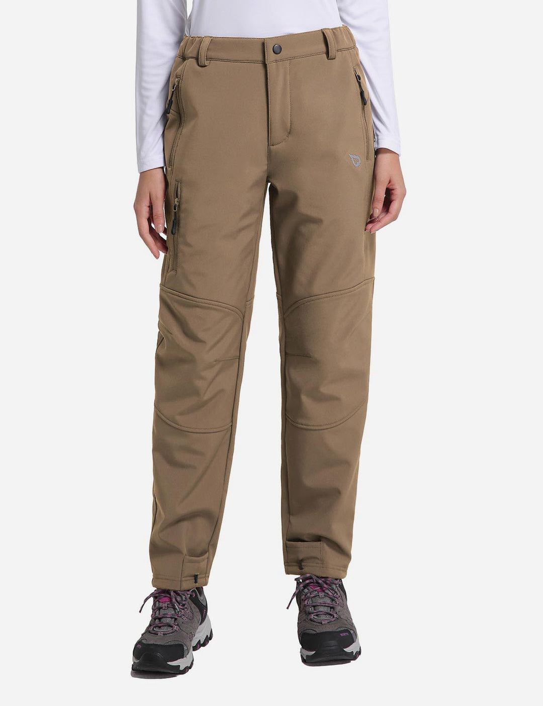 Pantaloni termici da donna con tasche con zip, per sport invernali e comfort.
