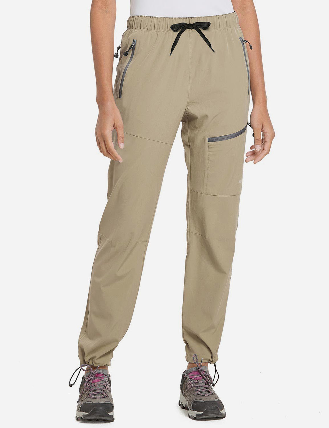 Pantaloni escursionismo donna con tasche zip, pratici per riporre oggetti.