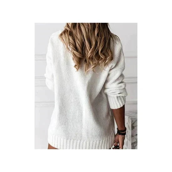 Abbigliamento donna: maglione scollo a V, comodo e trendy per un tocco di moda casual.