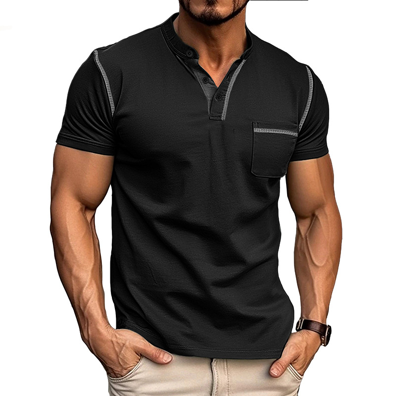 Camicia da uomo con collo coreana, tasca frontale. Dettagli che fanno la differenza nel tuo look.
