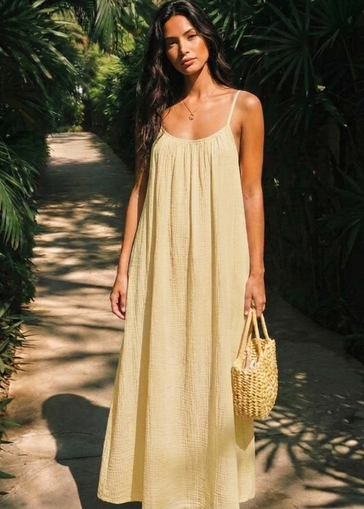 Abito slip dress femminile con schiena scoperta, vestito elegante per eventi di moda e cocktail.
