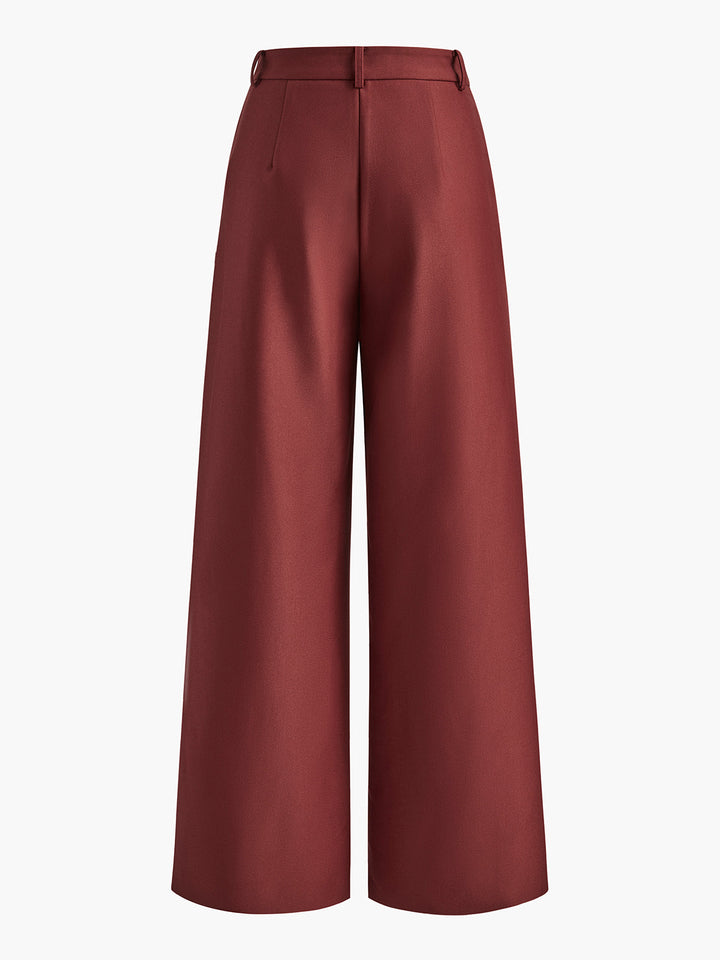 Pantaloni palazzo donna neri, vita alta e gamba larga, versatili per ogni occasione.