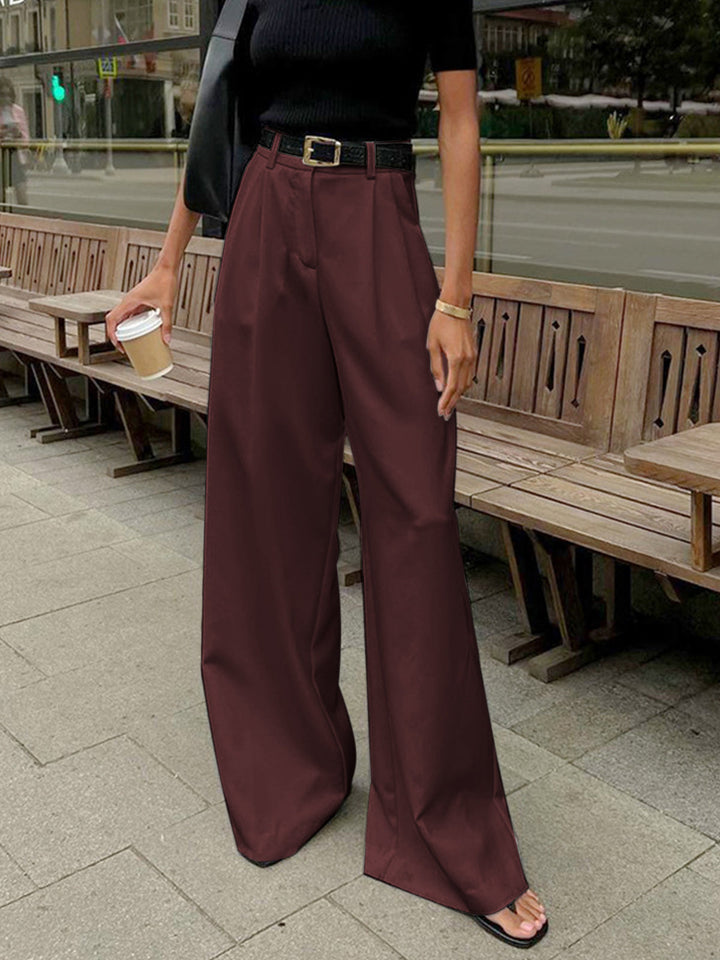 Comodi pantaloni palazzo donna a vita alta, gamba larga, ideali per il tempo libero.