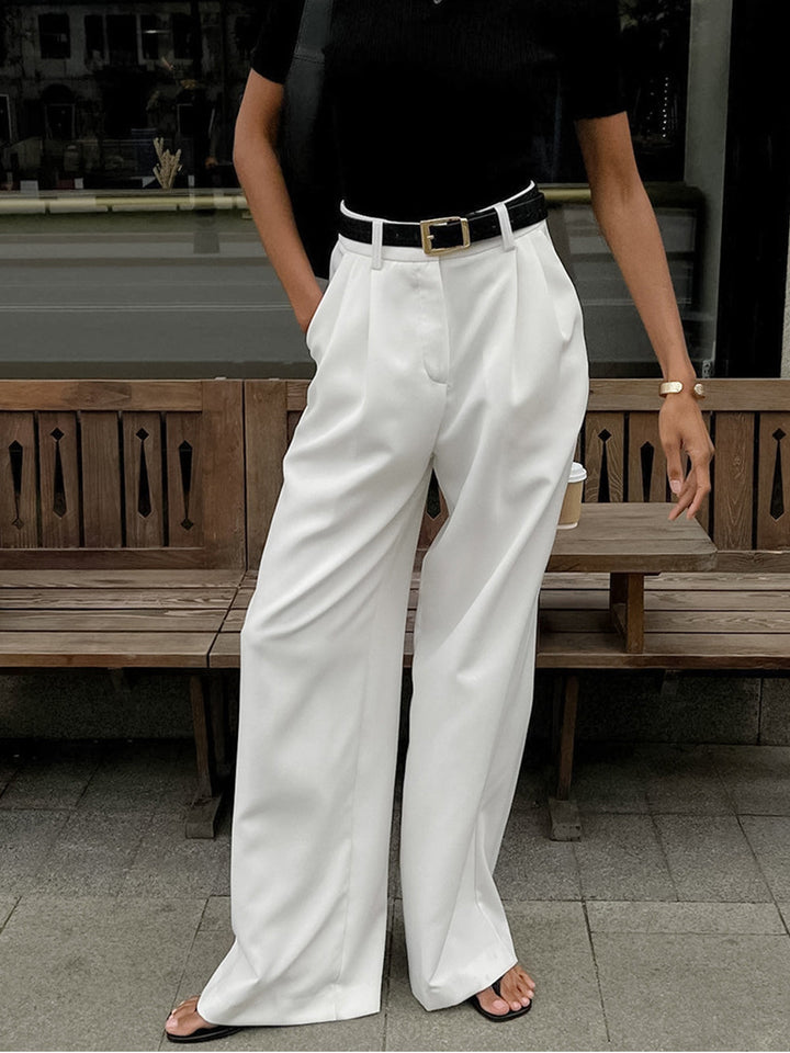 Pantaloni palazzo estivi donna vita alta, gamba larga, ideali per il tempo libero.