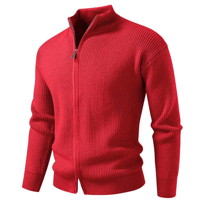 Cardigan uomo primaverile casual elegante, con cerniera e slim fit. Versatile per outfit maschili.