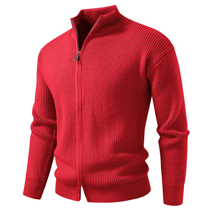 Cardigan uomo primaverile casual elegante, con cerniera e slim fit. Versatile per outfit maschili.
