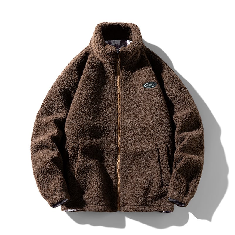 Marrone, caldo cappotto invernale uomo, vestibilità ampia per un look casual e confortevole in inverno.
