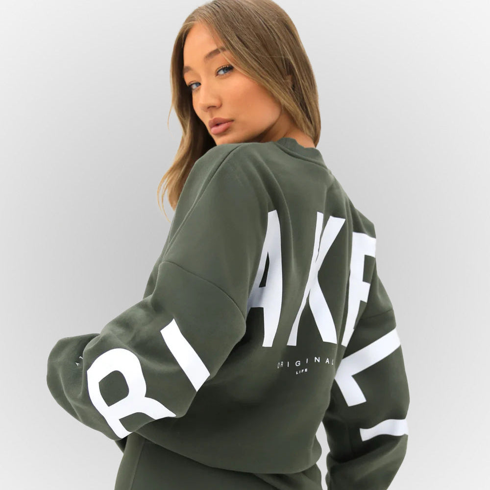 Maglione stampato da donna, pullover ideale per il clima autunnale e look casual chic.