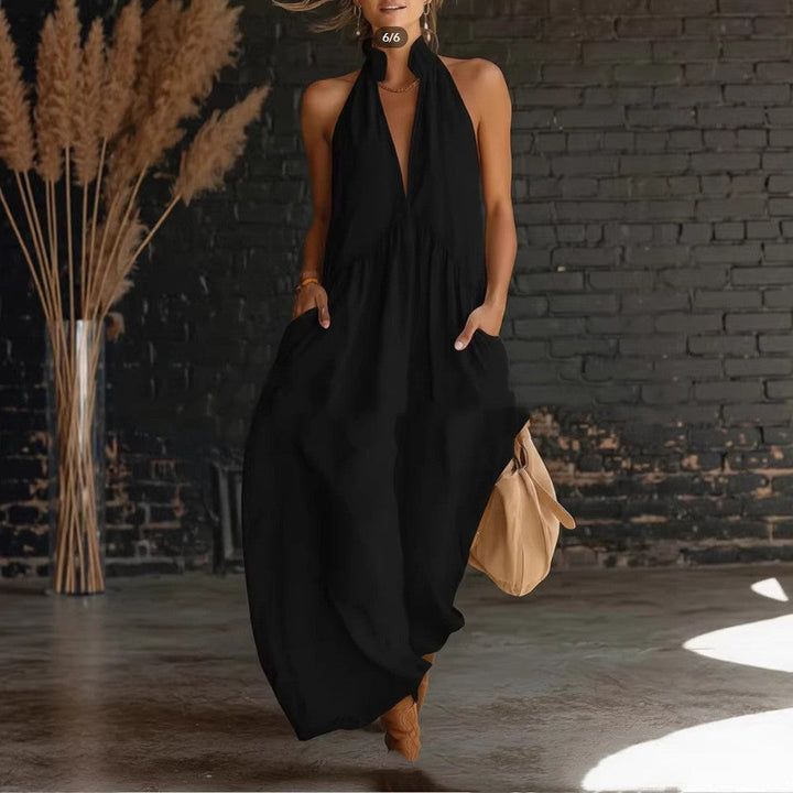 Moda estiva: abito midi da donna resort con bottoni, ideale per vacanze e outfit eleganti o casual.