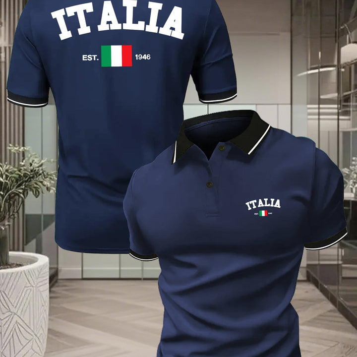 Polo uomo maniche corte, stile italiano, traspirante per un look estivo e casual.