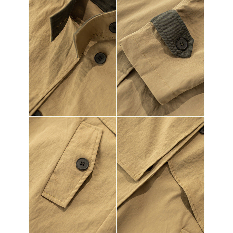 Top donna cachi a maniche lunghe, taglio elegante e casual, perfetto per abbigliamento ufficio autunnale.