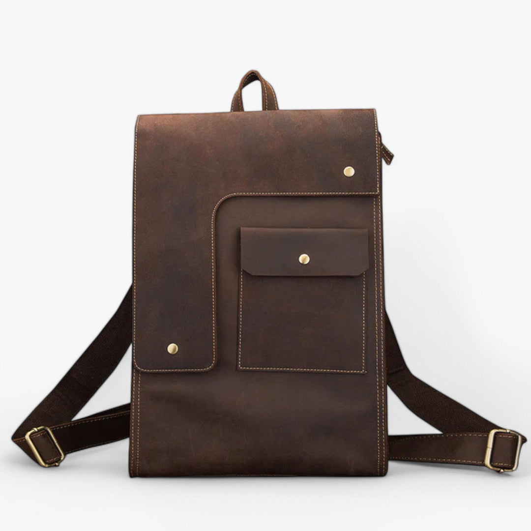 Zaino unisex minimalista elegante marrone scuro, perfetto per il quotidiano e viaggi.
