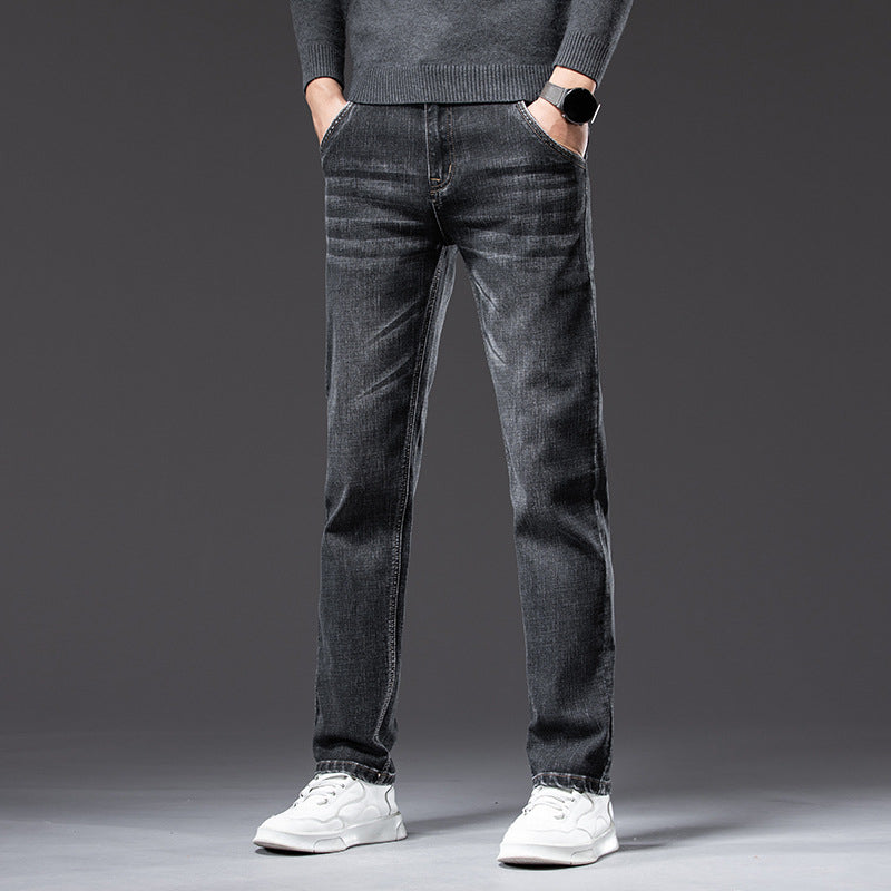 Pantaloni uomo a gamba dritta grigi, vestibilità ampia ed elasticizzata per comfort e stile casual.