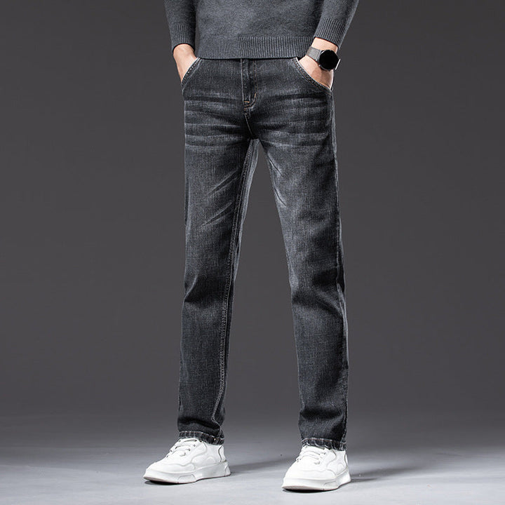 Pantaloni uomo a gamba dritta grigi, vestibilità ampia ed elasticizzata per comfort e stile casual.