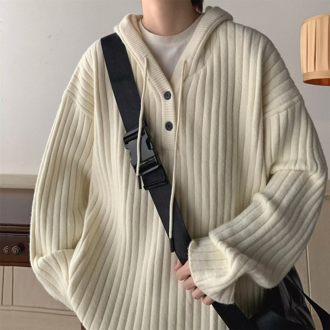 Cardigan uomo moda con texture a waffle, maniche lunghe e vestibilità comoda. Stile versatile per ogni giorno.