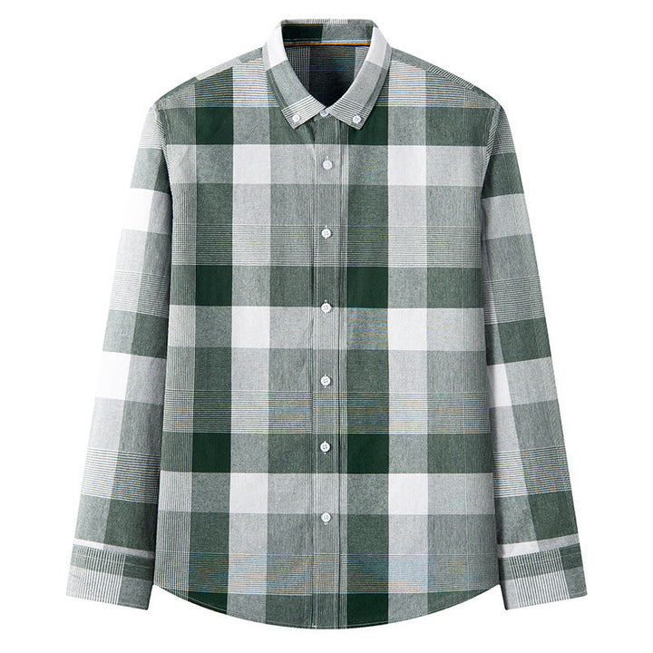 Camicia scozzese da uomo a maniche lunghe, perfetta per outfit casual autunnali e invernali. Abbigliamento maschile.