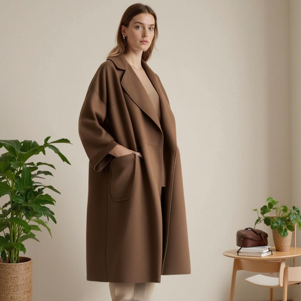 Trench lungo donna beige, elegante e classico, perfetto per look sofisticati autunnali e stagioni intermedie.
