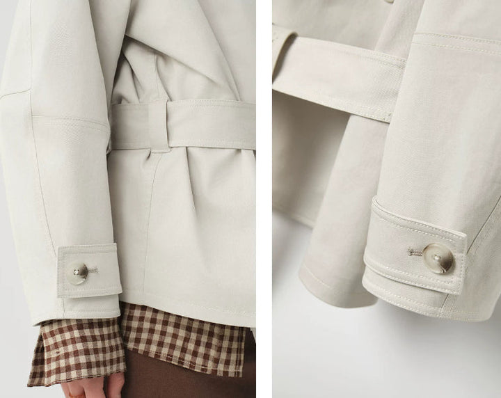 Silhouette elegante giacca donna doppiopetto, design sartoriale. Ideale per moda autunno inverno.