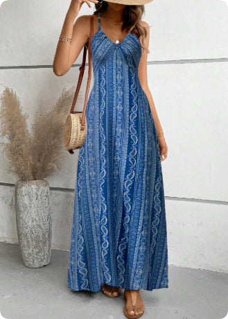 Vestito estivo donna midi senza maniche, a righe arcobaleno, ideale per moda mare e stile casual chic.