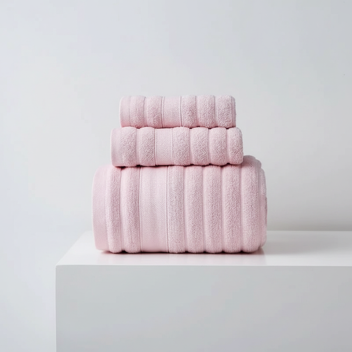 Asciugamani bagno di qualità superiore, set in spugna 100% cotone a righe, morbidi e durevoli.