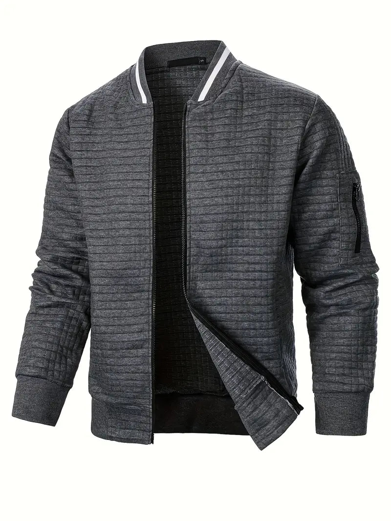 Giacca primaverile/autunnale uomo, design casual moderno con cerniera.