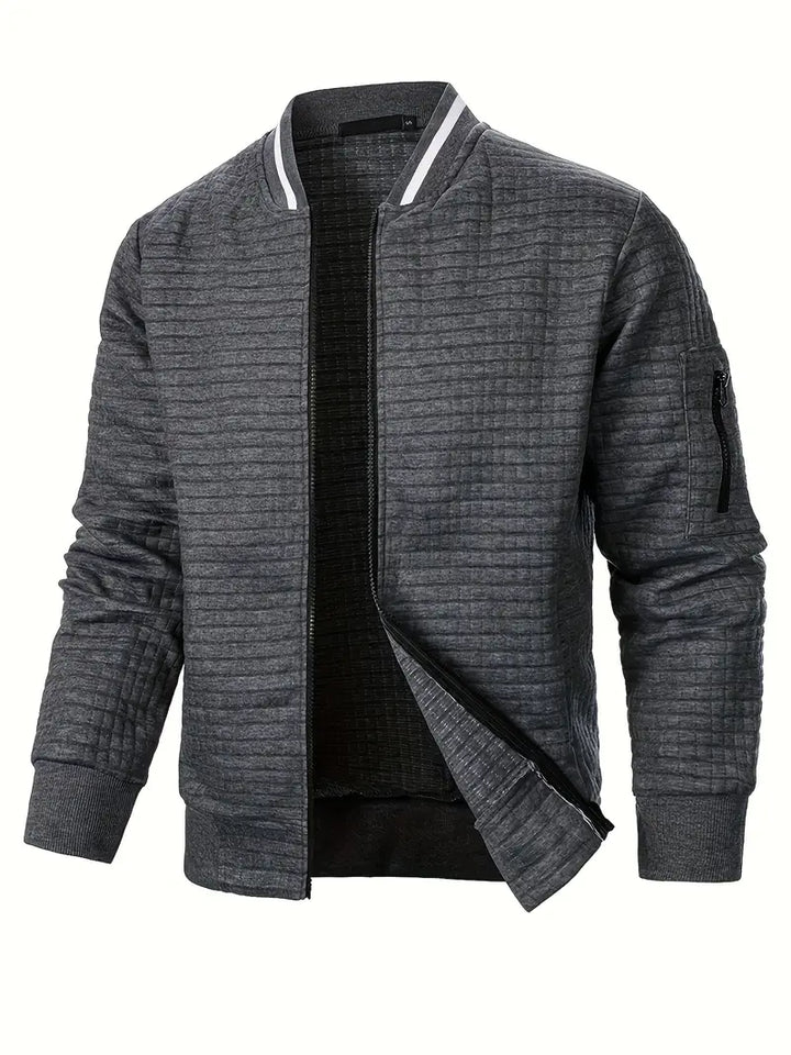 Giacca primaverile/autunnale uomo, design casual moderno con cerniera.