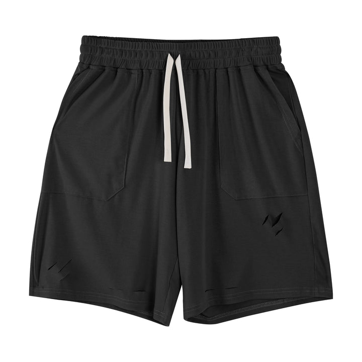 Pantaloncini casual uomo con dettagli strappati, perfetti per l'estate e un look sportivo ma alla moda.