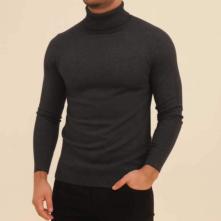 Pullover uomo a collo alto caldo e aderente, perfetto per l'abbigliamento invernale elegante e versatile.
