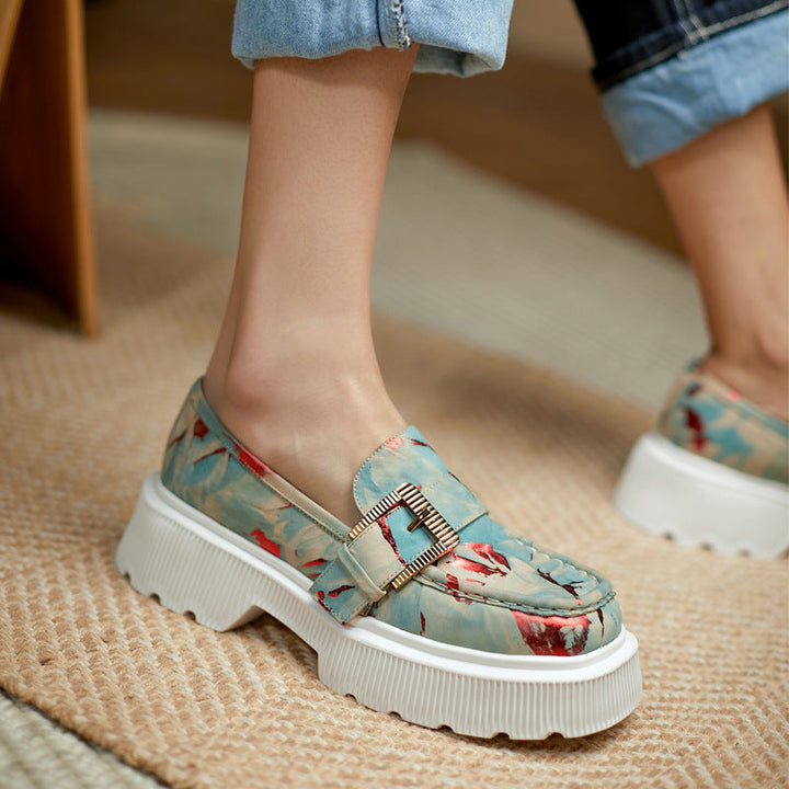 Scarpe da donna con plateau e fibbia per primavera autunno, calzature eleganti e comode per ogni occasione urbana.