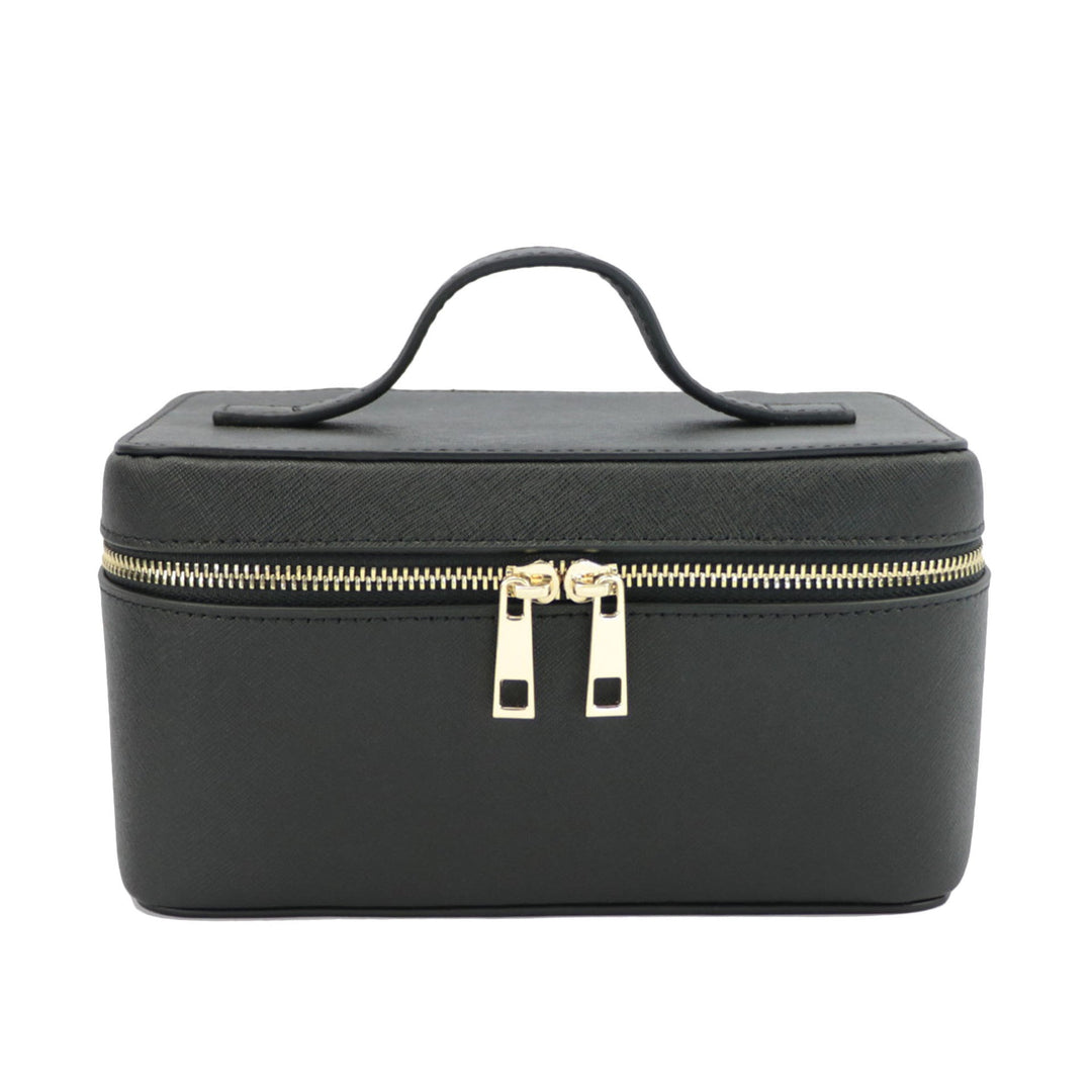 Elegante beauty case donna in vera pelle, perfetto per organizzazione cosmetici e trucco in viaggio.