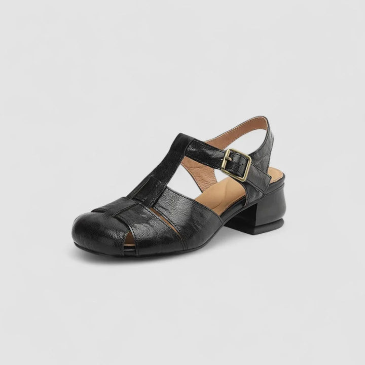Scarpe donna estive tacco basso con cinturino a T, comode ed eleganti per la tua giornata.