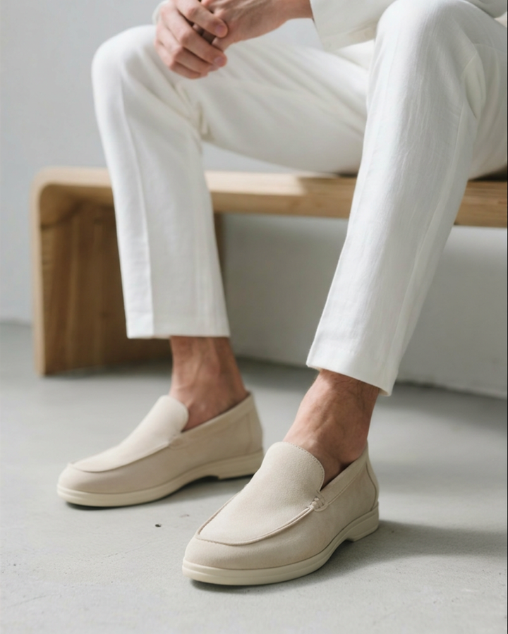 Scarpe da uomo classiche: mocassini neri con design pulito, simbolo di raffinatezza.